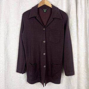 J. Crew merino wool-blend shacket vintage button up collar sweater jacket brown